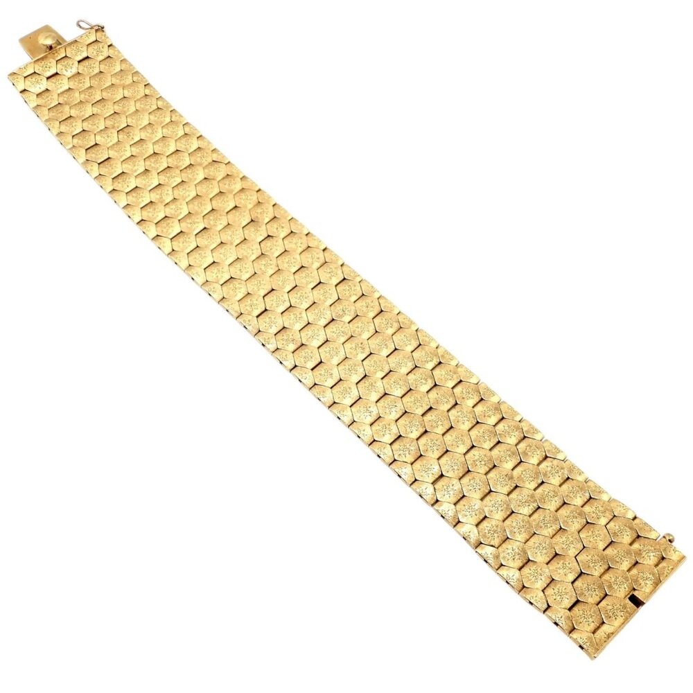 Authentic! Vintage Mario Buccellati 18k Yellow Gold Honeycomb Hexagon Bracelet